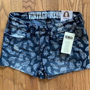 Vintage Reunion Rewash Jeans Shorts, Size 3 (26)